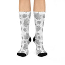 Etheral Decay Black on White - Cushioned Crew Socks